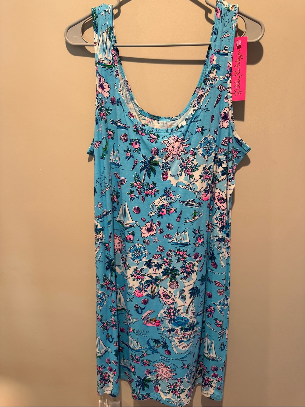 NWT Lilly Pulitzer Newberri Tank Dress in Amalfi Blue Lillys Roadtrip - Picture 6 of 8